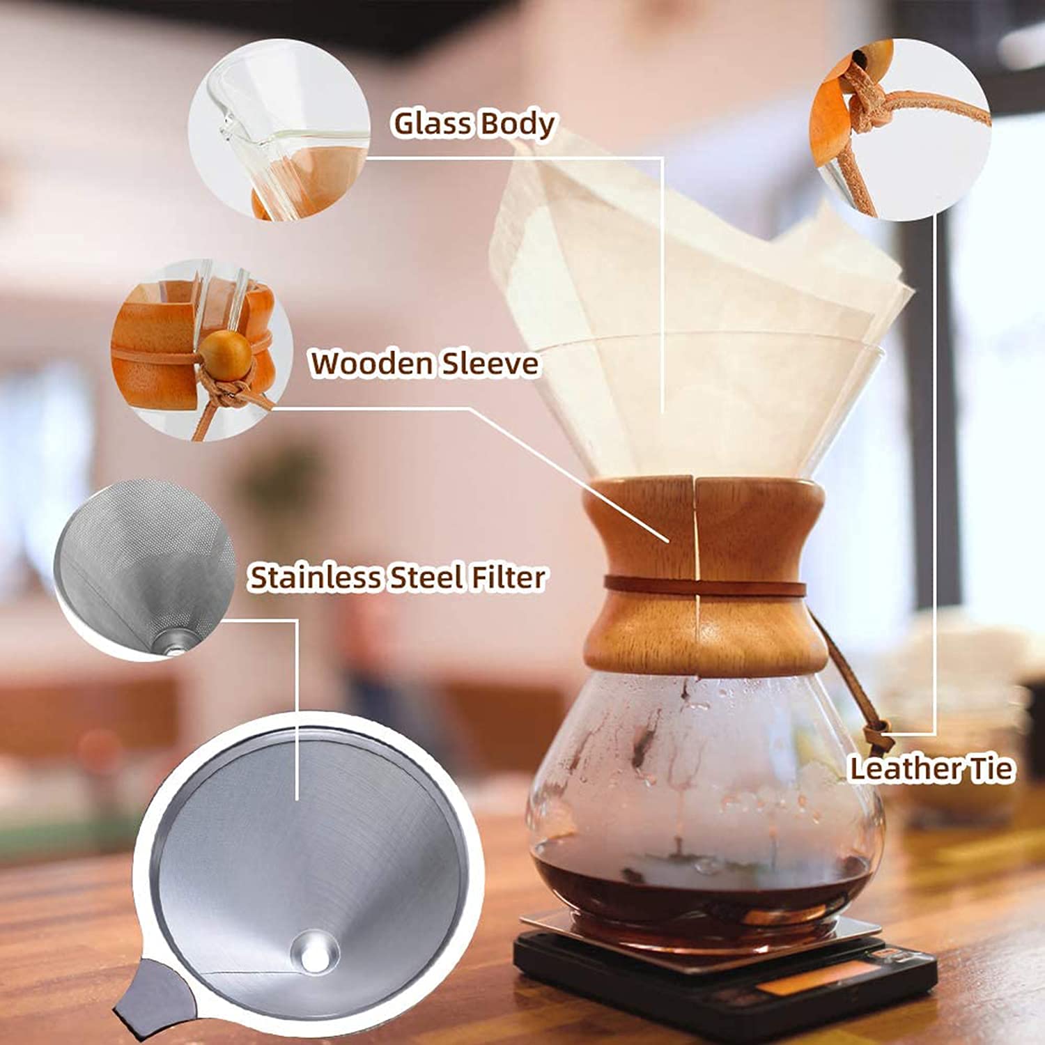 Reusable Pour Over Coffee Maker Full Set